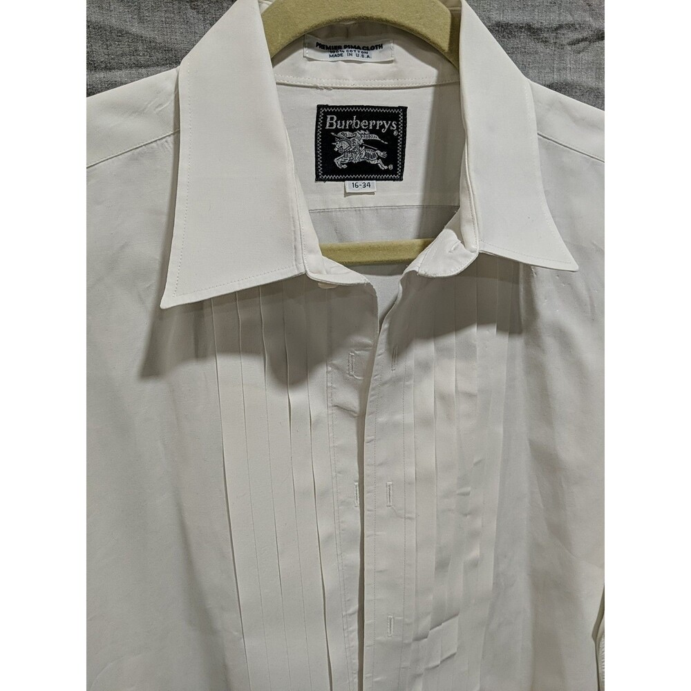 Burberrys USA Made Button Up Formal Shirt White Long Sleeve 16 34 Pima Cloth